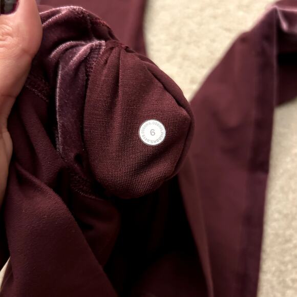 Lululemon Align Super High Rise Velvet Stripe Garnet Red Leggings Size 6 - Picture 8 of 8